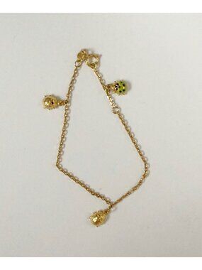 14K Gold 585 Girl's Enamel Love bug Ladybug Bracelet 1.4 Grams